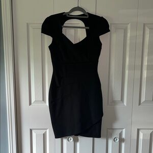 Guess Black Asymmetrical Cap Sleeve Dress